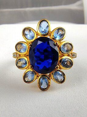 Hespera Ink Blue and Light Blue Topaz Ring